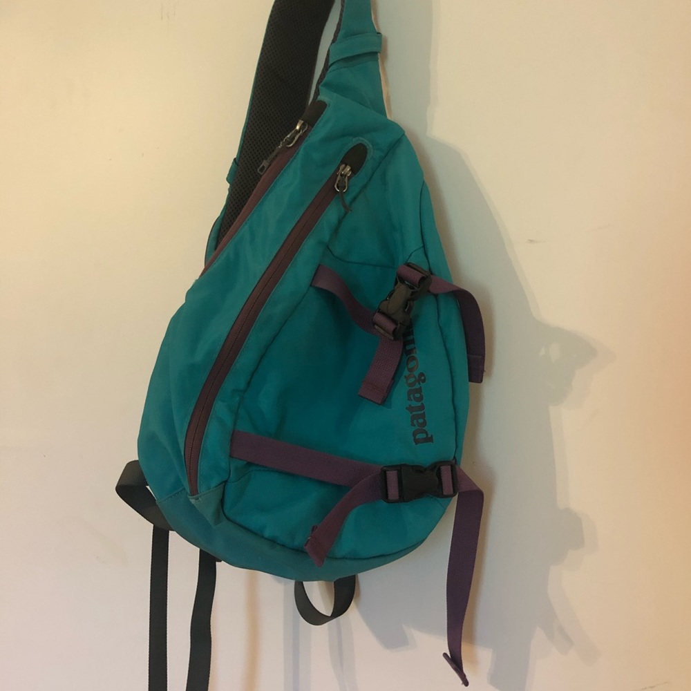 Patagonia Atom Sling Bag Purse Teal Purple